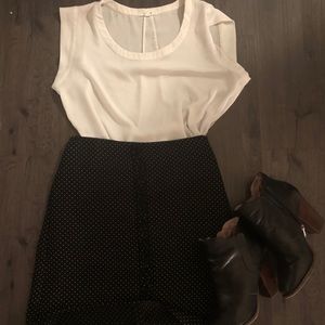 Ann Taylor A-Line Black Skirt with Polka Dots